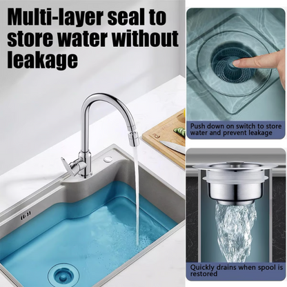 3-in-1 Stainless Steel Sink Drain Strainer ~ Prevent Clogs, Stop Odors & Keep Water Flowing Smoothly-