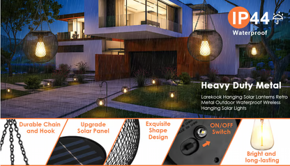 Outdoor Solar Hanging Light ~ Light up patios, gardens & balconies naturally