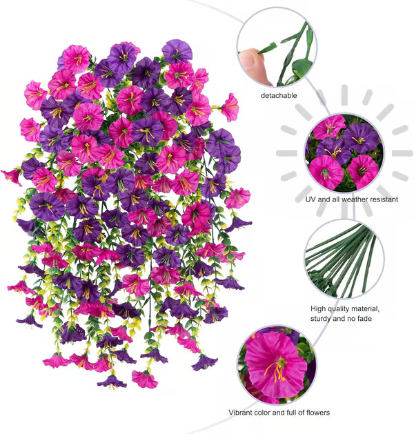 Hanging Morning Glory ~ Year-round floral charm, no watering needed